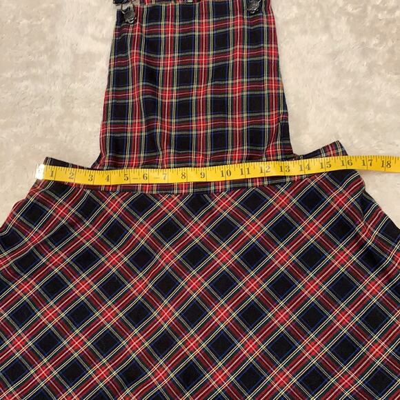 Royal Bones by Daang Goodman red plaid skater jumper overall dress, Large - Picture 3 of 7